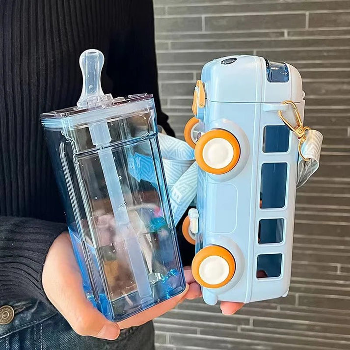 Car Design Kids Water Bottle with Strap