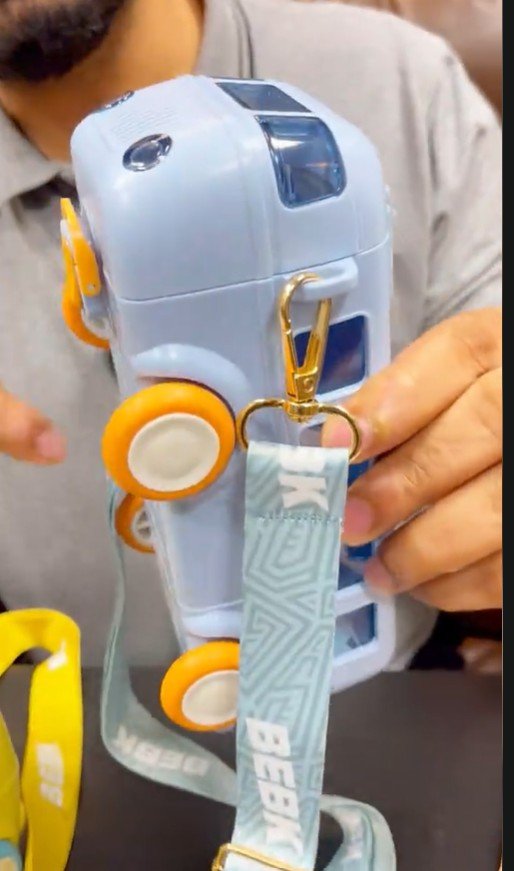 Car Design Kids Water Bottle with Strap