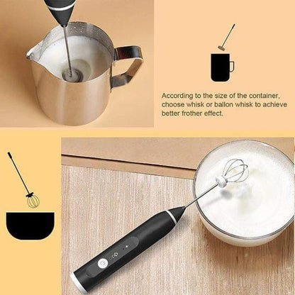 Electric Milk Frother with Dual Whisks