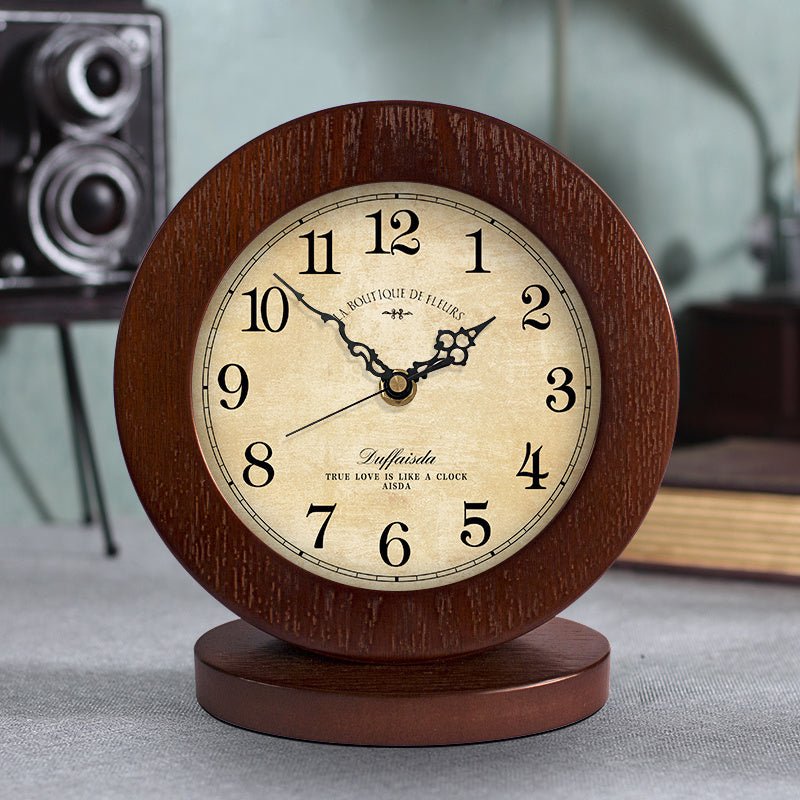 Living Room American Simple Wooden Clock Table Clock Mute Modern Bedroom Table Clock 71.00 AED